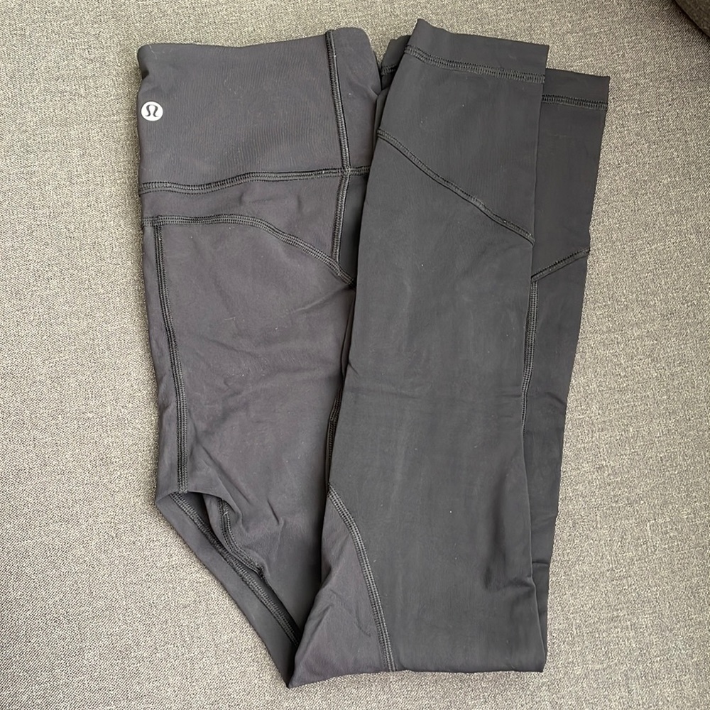 Lululemon Black Fast and Free Cropped 23” Leggings. Size 6